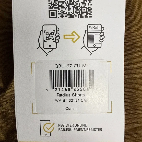 Rab Radius Shorts Men 32 Cumin Brown Gorpcore Hiking Outdoor QBU-67 - Picture 3 of 9